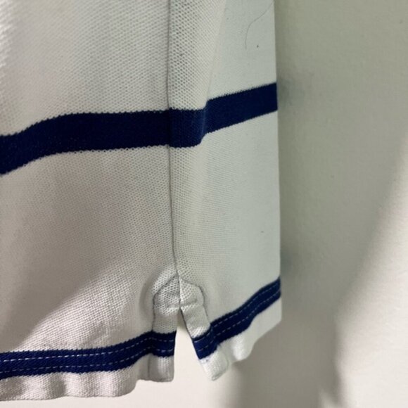 Tommy Hilfiger Men’s Small White & Navy Striped Polo Shirt - Performance Pique - Picture 3 of 12